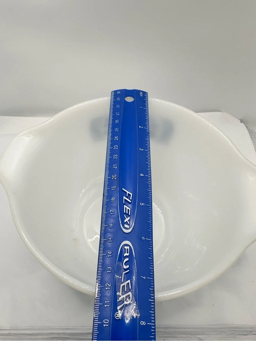 Vintage Currier & Ives White Milk Glass Mixing Bowl with Blue Train Motif